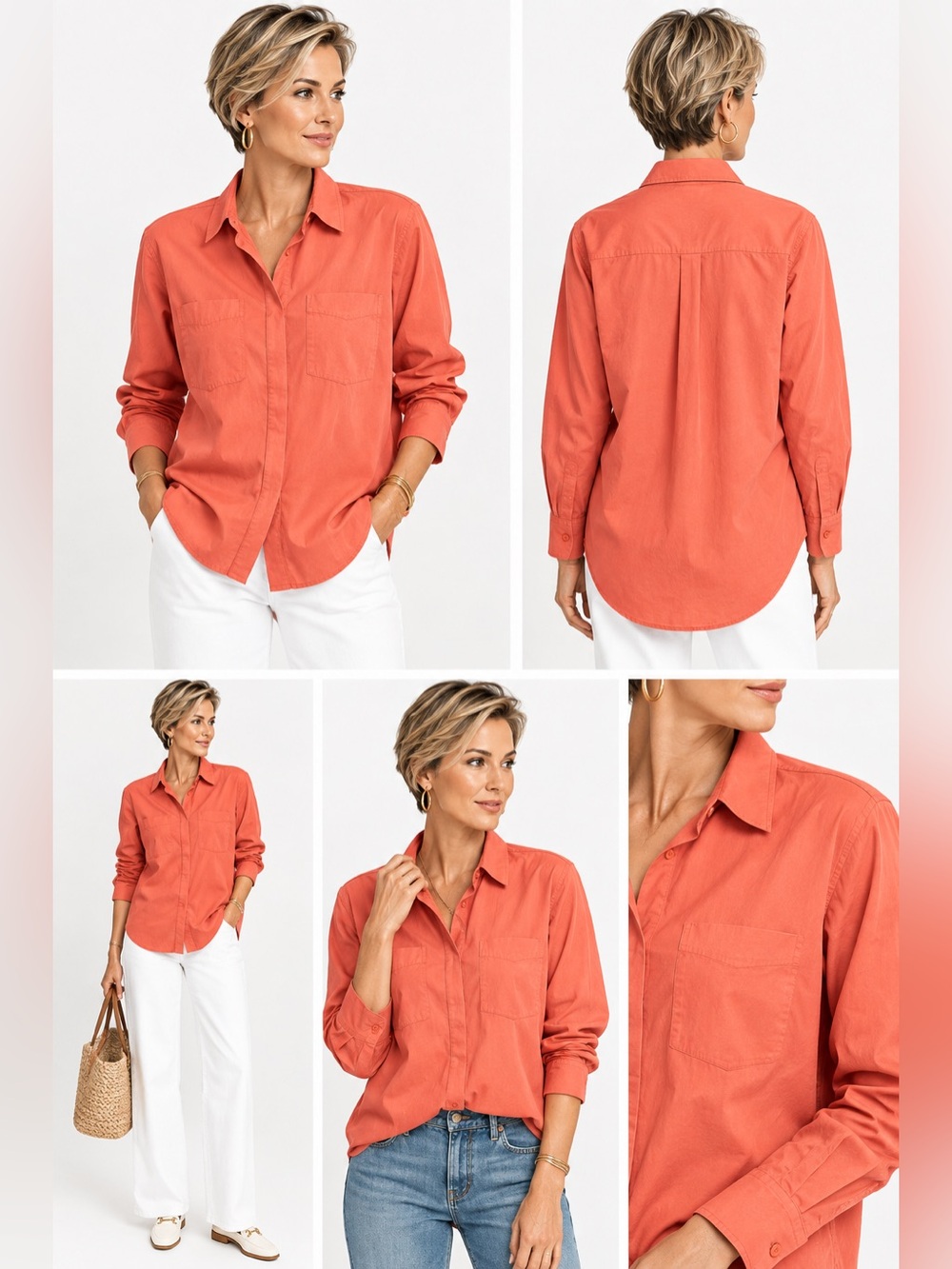 Chico's Coral Lightweight Collared Top - Medium